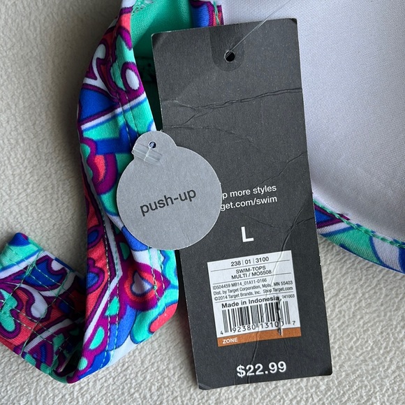 NWT Mossimo bikini swim top, padded, push-up, underwire, sz L. - Picture 4 of 7
